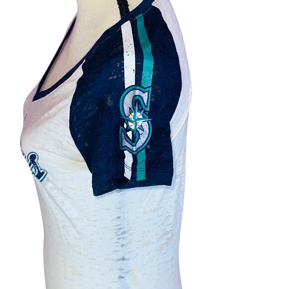 Seattle Mariners Women's V-Neck T-Shirt - Size Small, Official MLB, EUC - Picture 3 of 7
